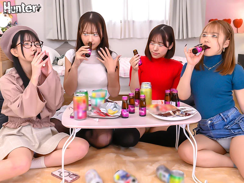 媚薬我慢ゲーム　「これ本当に効くの？ 私、全然平気だし…」「私も平気」媚薬を入手した女子が興味本位で回し飲み！『効いた方が負け』という謎のプライドを賭けたチキンレース！でも体は正直！アソコは次第に濡れ始め愛液が止まらずレズ乱交へ！さらに部屋に兄が…